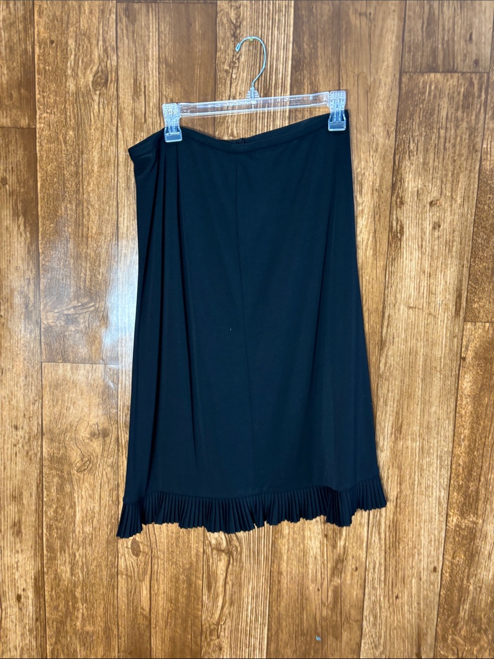 DKNY Black Midi Skirt with Pleated Hem Detail